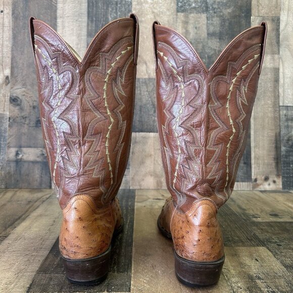Dan Post Vintage Full Quill Ostrich Western Cowboy Boots Mens 9.5 D - Picture 7 of 12